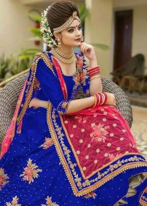 Tapeta Velvet With Embrodairy Masine Diamond Work Blue Color Lehengha lehenga choli