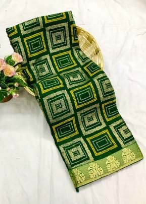 Trendy Marbal Chiffon Printed Saree In Green Chiffon Saree 
