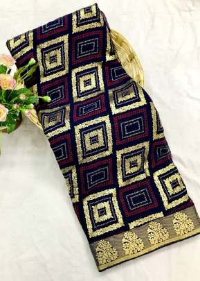 Trendy Marbal Chiffon Printed Saree In Navy Blue Printed Sarees