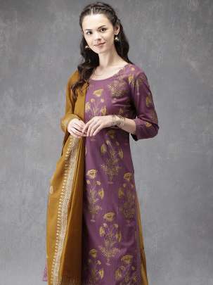 Women Purple & Mustard Yellow Designer Suit salwar suits