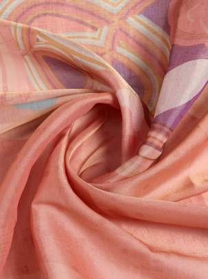 Abstract Print with Lavender Border 0.8 Meter Matching Designer Blouse