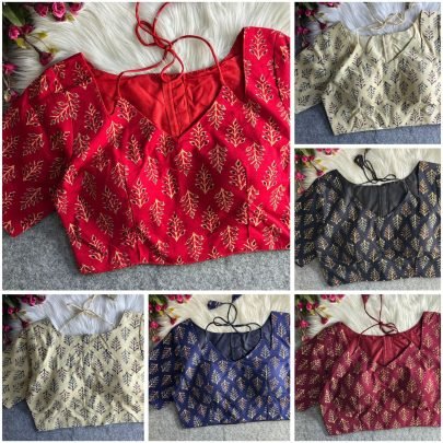 Ajrakh Print Cotton Red Colour  Blouse