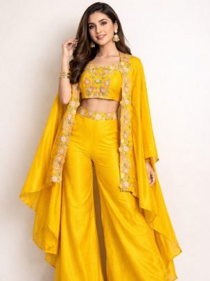 All Seasonable Yellow Strug With Plazoo Party Wear Suits