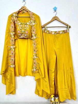 All Seasonable Yellow Strug With Plazoo Party Wear Suits
