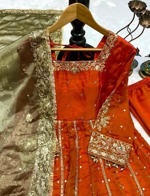 Anarkali Style Orange Colour Suit