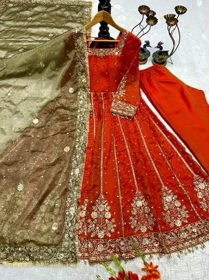 Anarkali Style Orange Colour Suit
