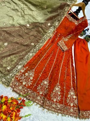 Anarkali Style Orange Colour Suit