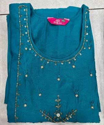Anarkali  Style Teal Blue Colour Ready Made Suit