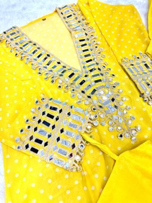 Anarkali Style Yellow Colour Indo Western Dress