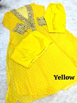 Anarkali Style Yellow Colour Indo Western Dress