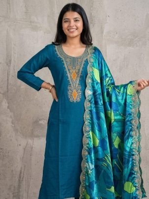 Simple Blue Kurta Pant For featiwal