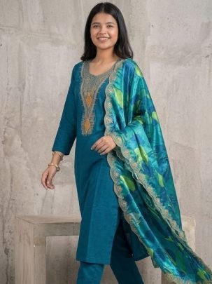 Simple Blue Kurta Pant For featiwal
