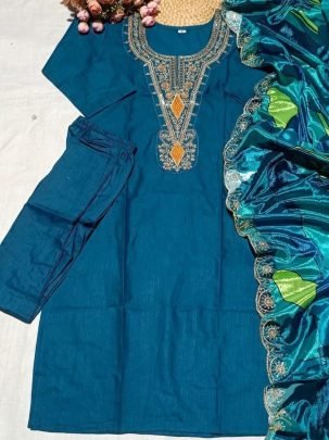 Simple Blue Kurta Pant For featiwal