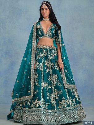 Art Silk Rama Colour Lehenga Choli With Dupatta