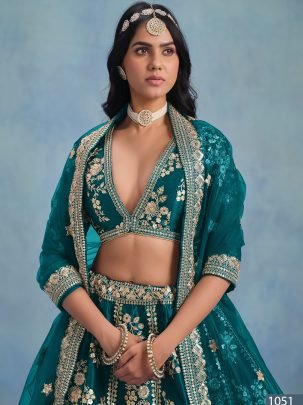 Art Silk Rama Colour Lehenga Choli With Dupatta