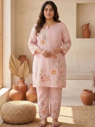 Baby Pink Colour Printed Co Ord Set