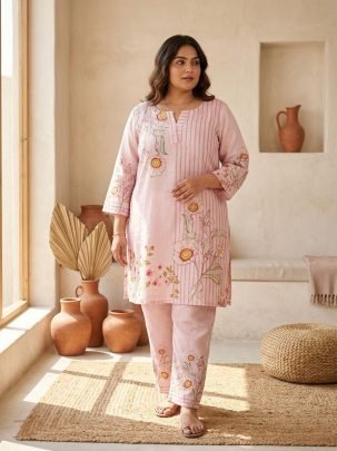 Baby Pink Colour Printed Co Ord Set
