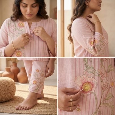 Baby Pink Colour Printed Co Ord Set
