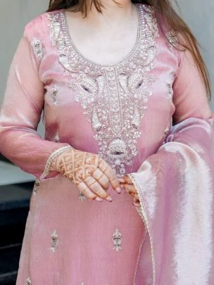 Baby Pink Colour  Sequence Work Palazzo Suit