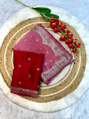 Baby Pink Colour Sequins Work Saree