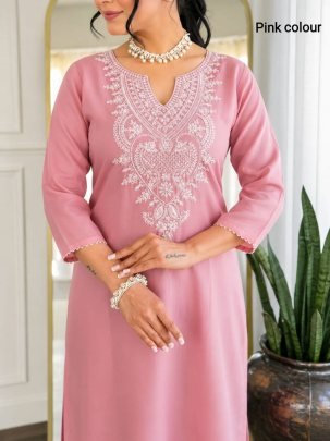 Baby Pink Slub Cotton simple Kurta Pant Dupatta Set