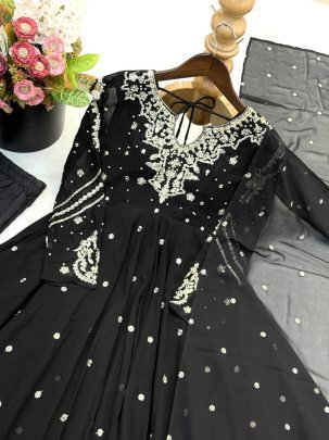 Beautiful Black Party Wear Anarkali Suit Set