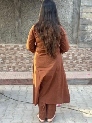 Beautiful Cotton Chikankari Angrakha Style Kurti Pant Set