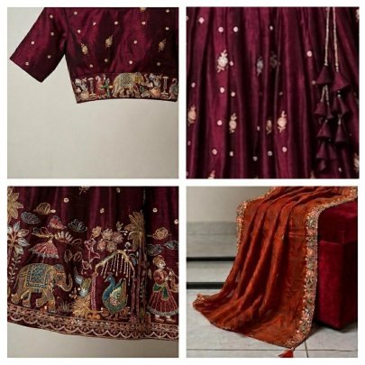 Festive Wear Beautiful Maroon Space Silk Lehenga