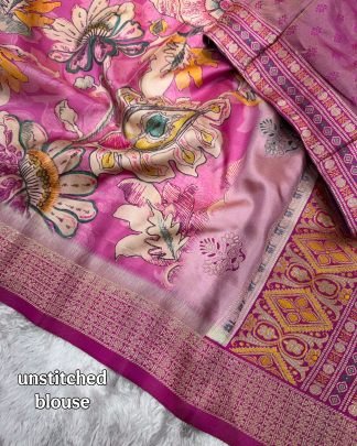 Beautiful Pink Viscose Silk Saree For Festive Wear