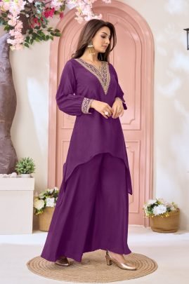Beautiful Purple Colour Cord Set For Casual Wear