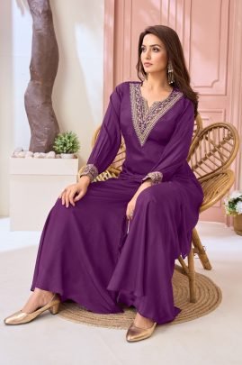Beautiful Purple Colour Cord Set For Casual Wear