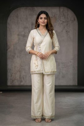 Beautiful Sunshine Fabric Off White Co ord Set