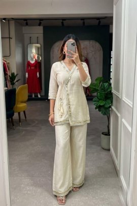 Beautiful Sunshine Fabric Off White Co ord Set