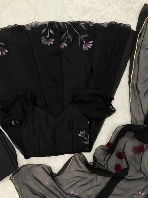 Handprint  Georgette Anarkali Suit By Fab Funda