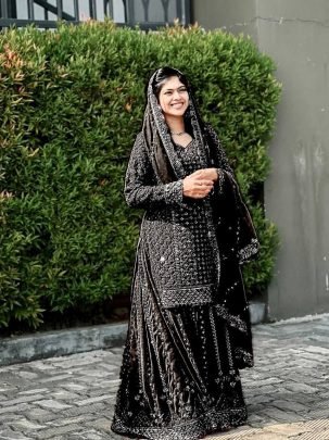 Black lace work  Kurti Plazzo Set