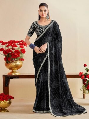 Black Magic Royal Bandhej Saree