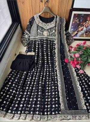 Black Nazneen Georgette Grace Ensemble Gown