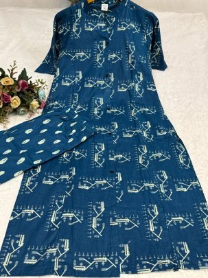 Block Printed  Rama Colour Co Ord  Set