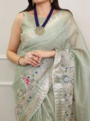 Blue Breeze Zari  Saree