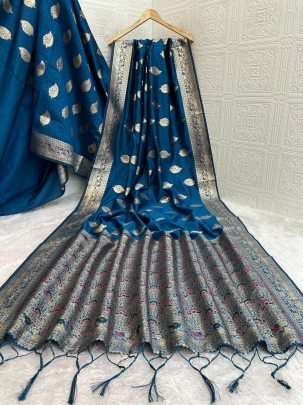 Blue Charm Banarasi Celestial Saree