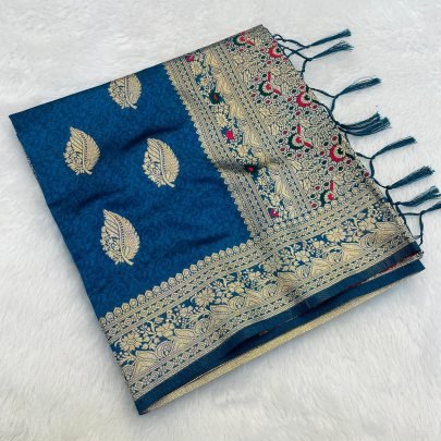 Blue Charm Banarasi Celestial Saree