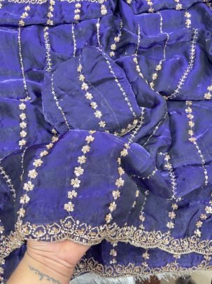 Blue Colour Hand Work Saree