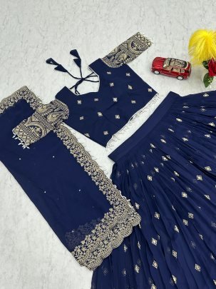 Blue Majesty Embroidered Lehenga Choli