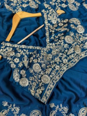 Blue Mirage Embroidered Saree
