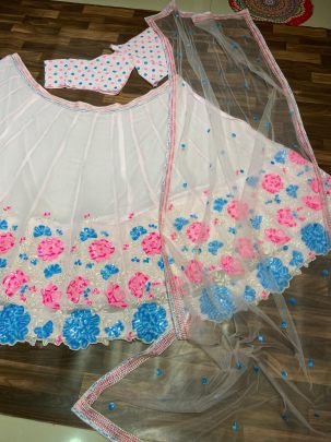 Blush Pink Wedding Wear Faux Georgette Designer Lehenga Choli
