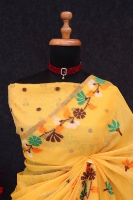 Bright Blossom  Yellow Fancy Saree