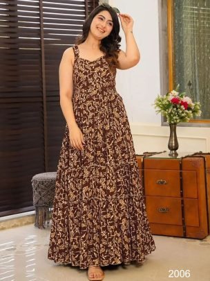 Brown Colour Classy Modern  One Piece Dress