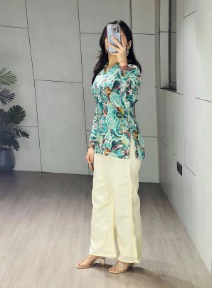 Cambric Cotton  Rama Colour Co Ord Set