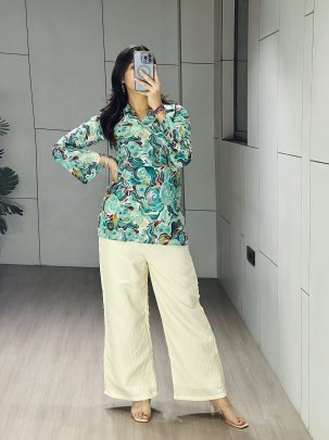 Cambric Cotton  Rama Colour Co Ord Set