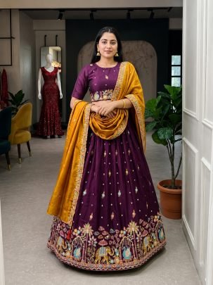 Celebratory Look Violate Colour Lehenga